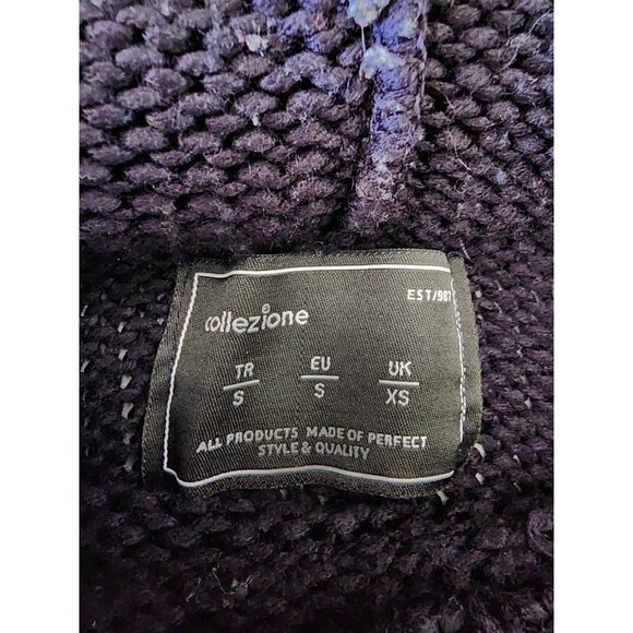 Men's Sweater Knit Hoodie Pullover Long Sleeve Blue and Grey Small - Picture 3 of 7